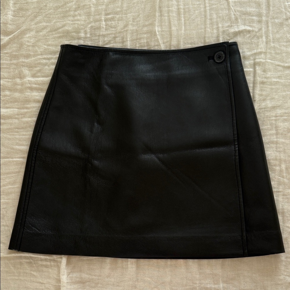 Aritzia Black Leather Skirt
